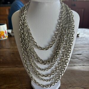 White House Black Market Fashion Silver Statement Necklace